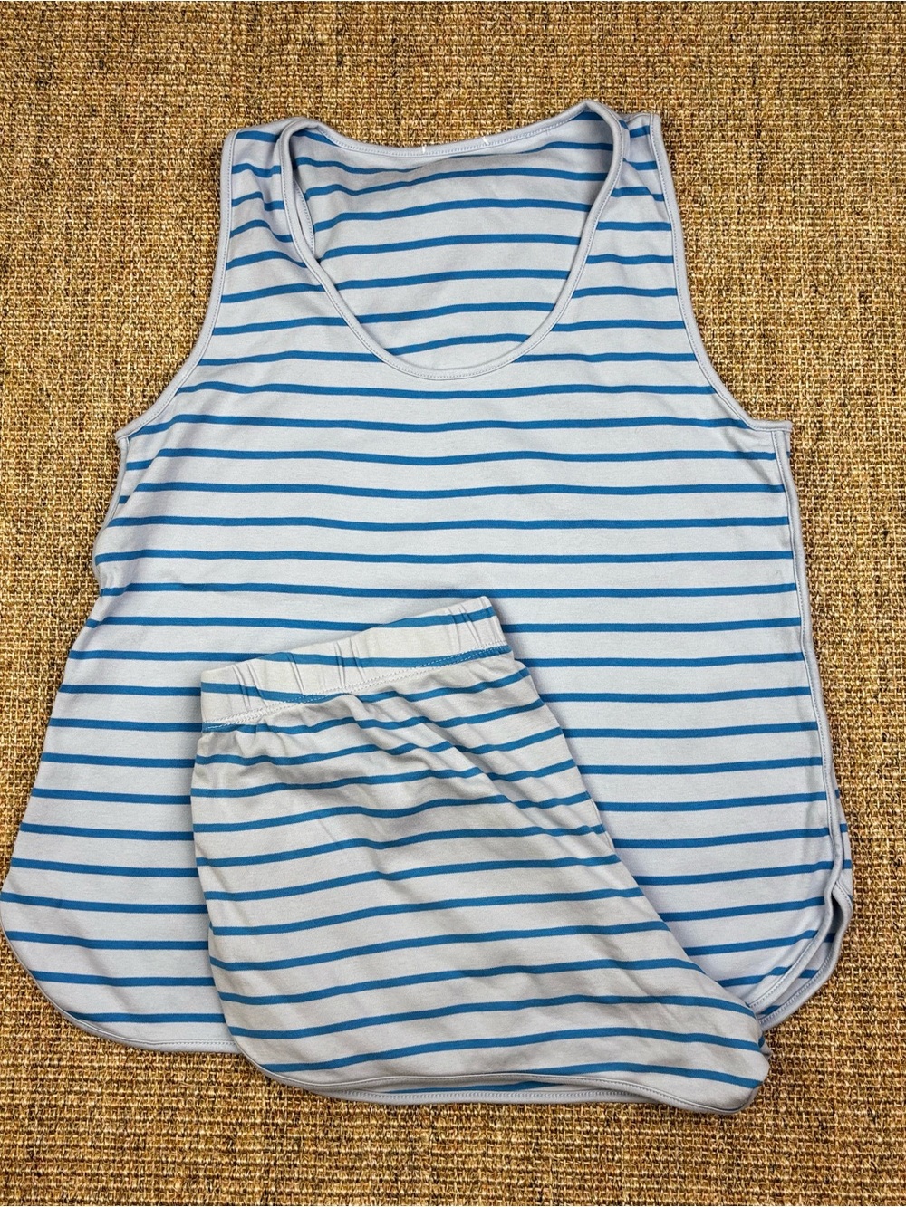 🩵 Lake Pajamas Stripe Tank & Shorts Set | Size Small | Blue White